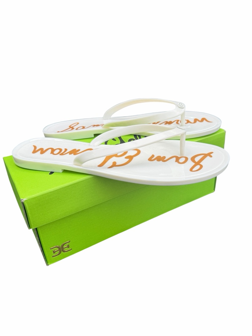 Sam Edelman Dean Jelly Flip Flops White Logo Sandals Size 8 New In Box